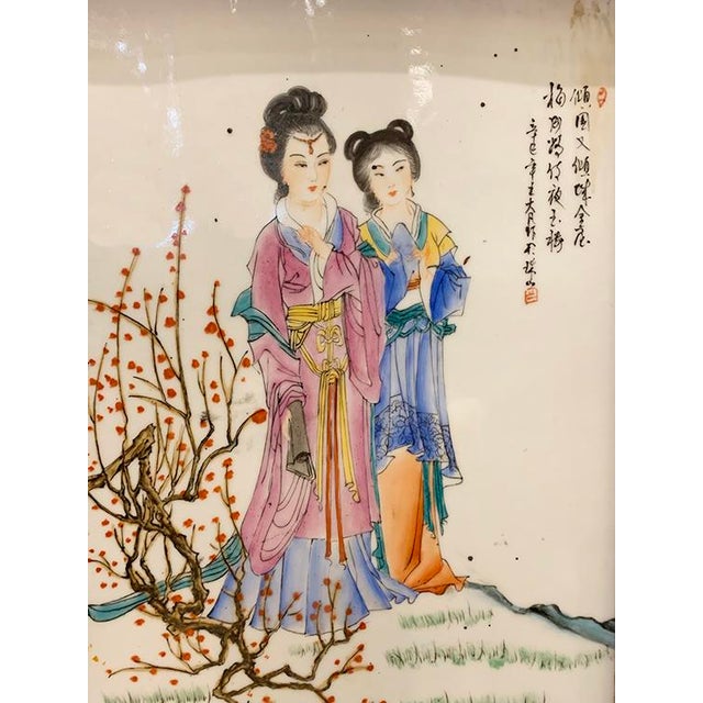 1960s 1960s Vintage Hand Painted With Tile Doors Tall Cabinet For Sale - Image 5 of 11