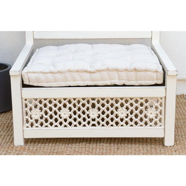 Set of 2 Carved White Moroccan Club Chairs For Sale - Image 9 of 11