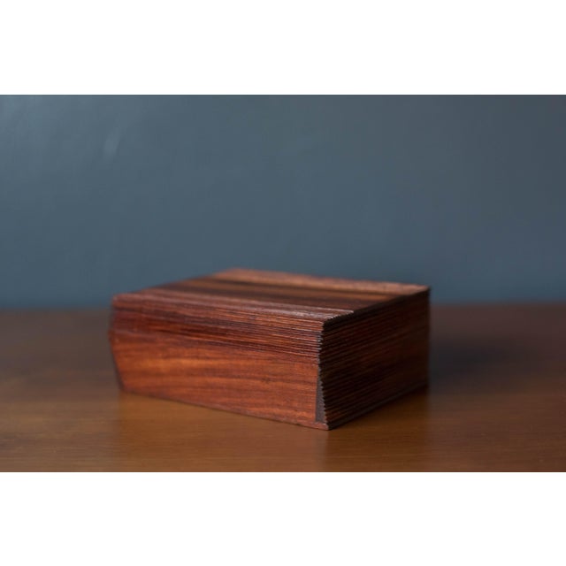 Brown Abstract Vintage Fluted Mahogany Studio Craft Jewelry Box Organizer For Sale - Image 8 of 14