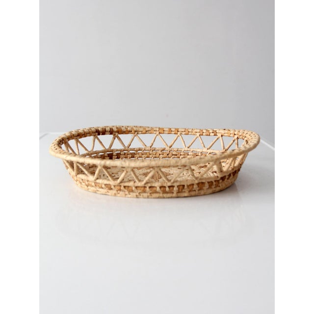 Vintage Woven Raffia Basket Tray For Sale - Image 10 of 14