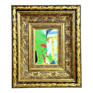 Vintage Boho Original Abstract Oil on Board