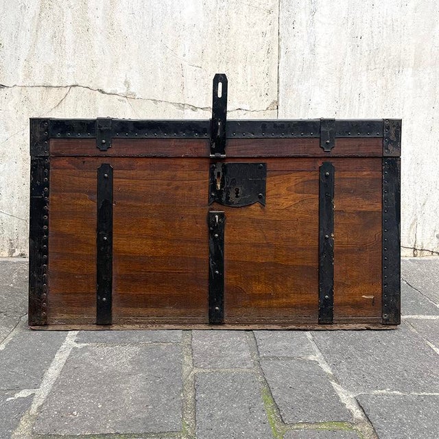 Wooden Trunk with Iron Edges, Italy, 1949 For Sale - Image 6 of 18