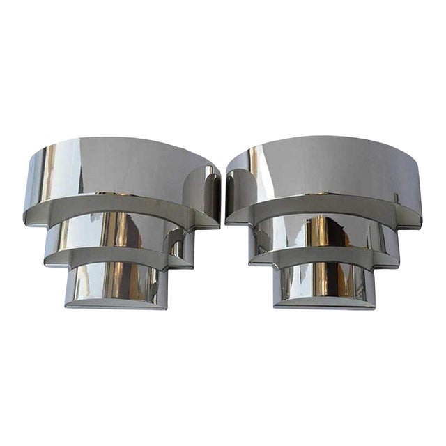 Pair of 1960s Chrome Sconces For Sale