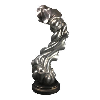 26 Inches Tall Abstract Original Sculpture by Jacob Burmood - Cold Cast Aluminum Artwork "Fluctuation" For Sale