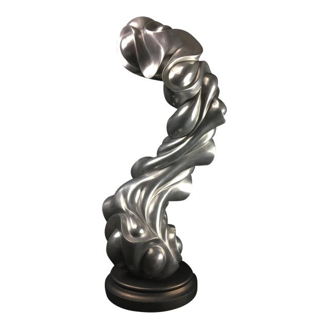 26 Inches Tall Abstract Original Sculpture by Jacob Burmood - Cold Cast Aluminum Artwork "Fluctuation" For Sale
