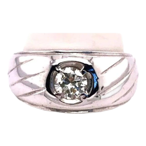 14 Karat White Gold With Diamond Solitaire Wedding Band Ring Size 9