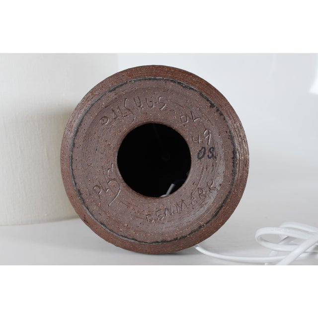 Large Mid-Century Danish Ceramics Table Lamp with Brown Glaze and New Shade by Per Linnemann-Schmidt for Palshus, 1960s For Sale - Image 14 of 15