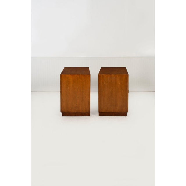 Benard Rhone for Mastercraft Cabinets, Burled Elm With Brass Knocker Pulls 1965 For Sale - Image 10 of 11