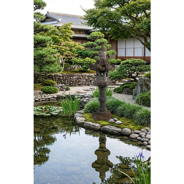 Antique Japanese Style Pagoda Garden Lantern (Tachi-Gata) For Sale - Image 11 of 12