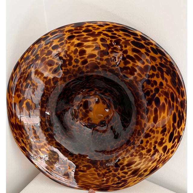 Modern 1970s Italian Handblown Murano Tortoiseshell Centerpiece Bowl For Sale - Image 3 of 12