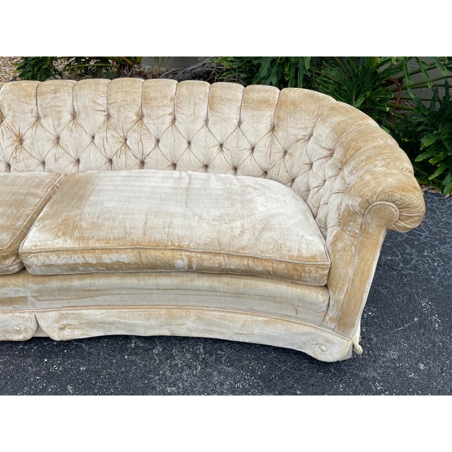 Vintage Ethan Allen Tufted Chesterfield Cream Velvet Sofa Chairish