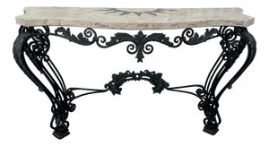 Vintage Maitland Smith Wrought Iron Console W Composite Stone Top