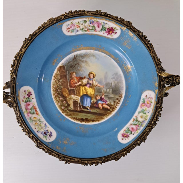 19th Century Sèvres Style Porcelain Centerpiece Bowl With Ormolu Mounts For Sale - Image 4 of 15