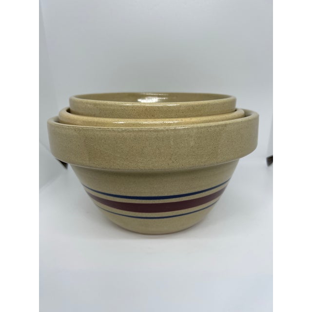 Ceramic Roseville Pottery Mixing Bowls Set of 3 For Sale - Image 7 of 9