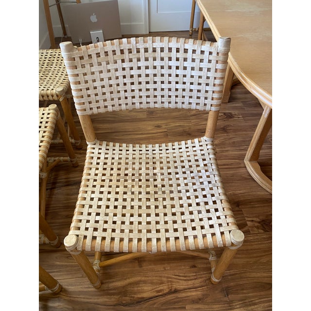 1960s Set of Six McGuire San Francisco Laced Rawhide Dining Chairs For Sale - Image 14 of 15