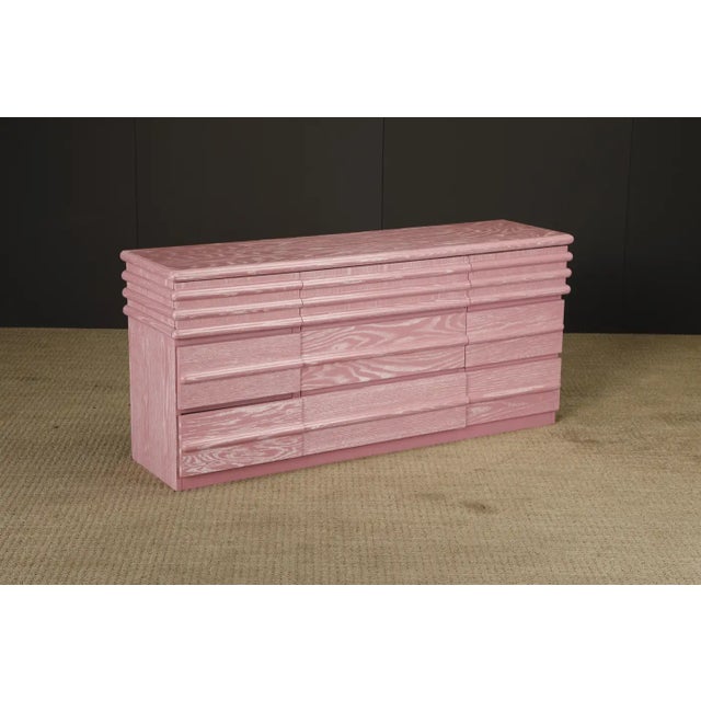 Postmodern Cerused Pink Dresser in the Style of Jay Spectre for Century, 1980s For Sale - Image 15 of 18