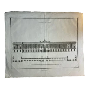 Antique Architectural Engraving Colonnade Du Louvre Paris French Print