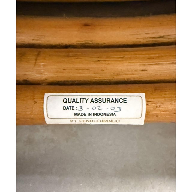 Set of 4 Coastal Palm Beach Style Bamboo and Mahogany Arm Chairs For Sale - Image 16 of 16