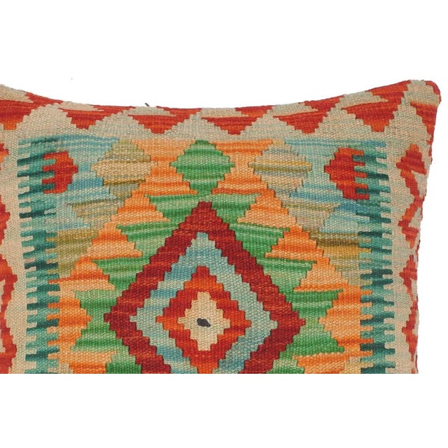 Burnt Orange Shabby Chic Hand-Woven Turkish Kilim Throw Pillow For Sale - Image 8 of 8