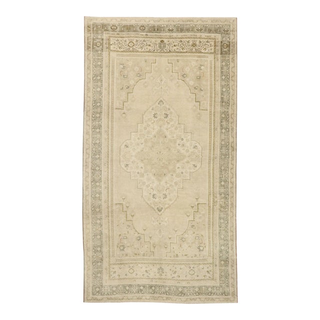 Muted Vintage Turkish Oushak Rug - 07'05 X 13'08 For Sale