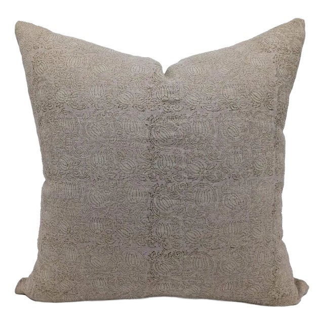 Hand-Block Printed Decorative Cushion Cover Thick Linen 24x24 Inch- 8Kamal For Sale