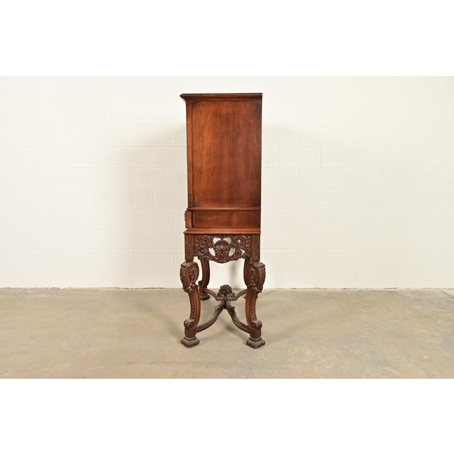 Antique French Renaissance Revival Carved Walnut Bookcase or Bar Cabinet, Circa 1890s For Sale - Image 13 of 15