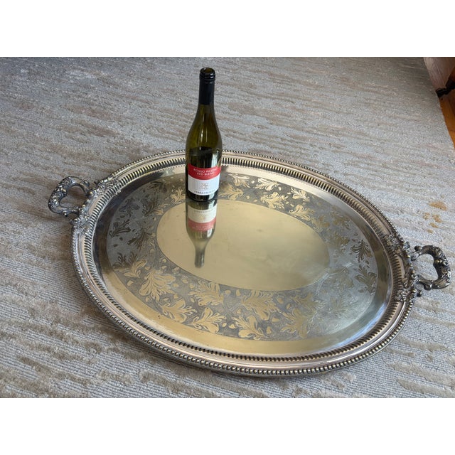 Monumental Silver Plate Reticulated Tray For Sale - Image 16 of 16