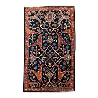 Navy Blue Persian Bidjar Hand Knotted Rug For Sale
