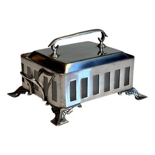 Art Nouveau Silver-Plated Butter-Dish with Satin-Finished Glass Insert from Moritz Hacker, Vienna, Austria, 1910s For Sale
