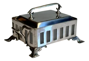 Art Nouveau Silver-Plated Butter-Dish with Satin-Finished Glass Insert from Moritz Hacker, Vienna, Austria, 1910s