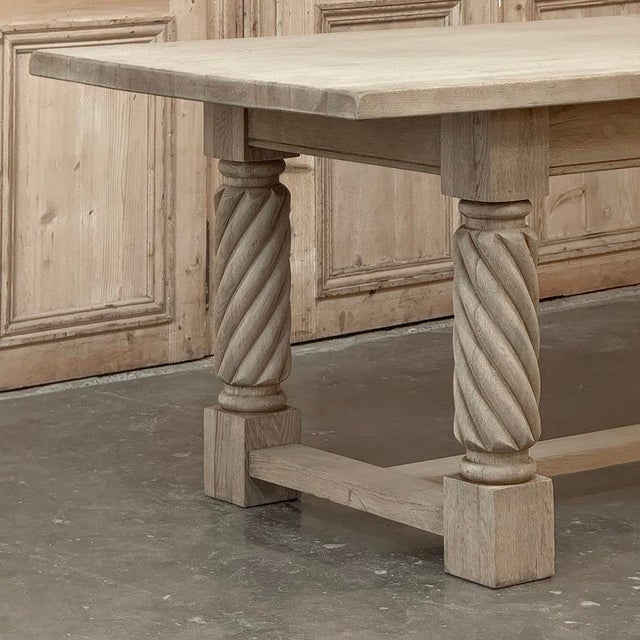 Mid 20th Century Rustic Mid-Century Trestle Table Crafted of Solid Oak For Sale - Image 5 of 17