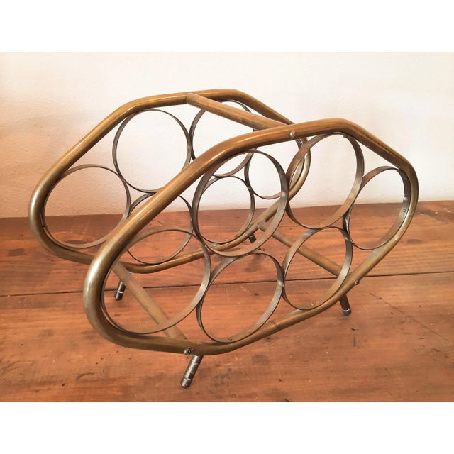 Mid Century Brass Wine Bottle Holder Rack For Sale In Fayetteville, AR - Image 6 of 10