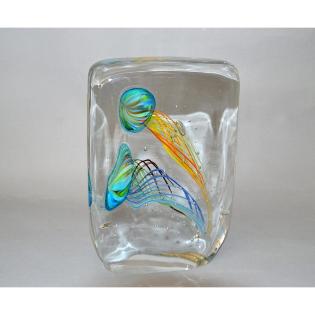 Mid-Century Modern splendid aquarium with two colorful fish and controlled bubble by Murano. Made in Italy in the late...