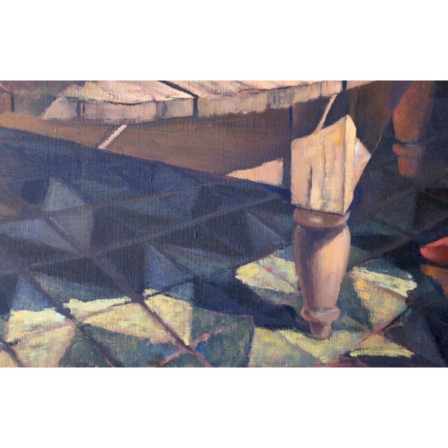 Preparing Food Jalal Gharbi 1970 Oil on Canvas, signed lower left 36 x 48 in. (91.44 x 121.92 cm) An oil painting of and...