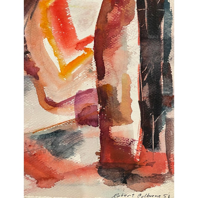 MCM painting on paper by artist Robert Colborne (1931-2002) of New York. Signed and dated lower right, estate stamp on the...