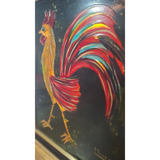 Modern Muro, Rooster Relief, 1970s, Mixed Media, Framed For Sale - Image 3 of 9