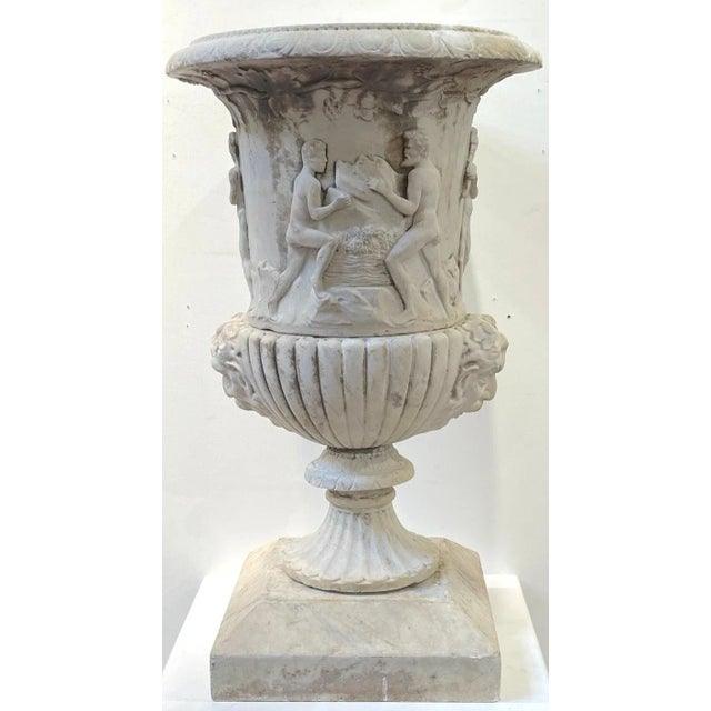 Pair of Antique Italian Marble Bacchanalian Garden Urns 19th Century or Older After the Roman Antiquity, influences of the...