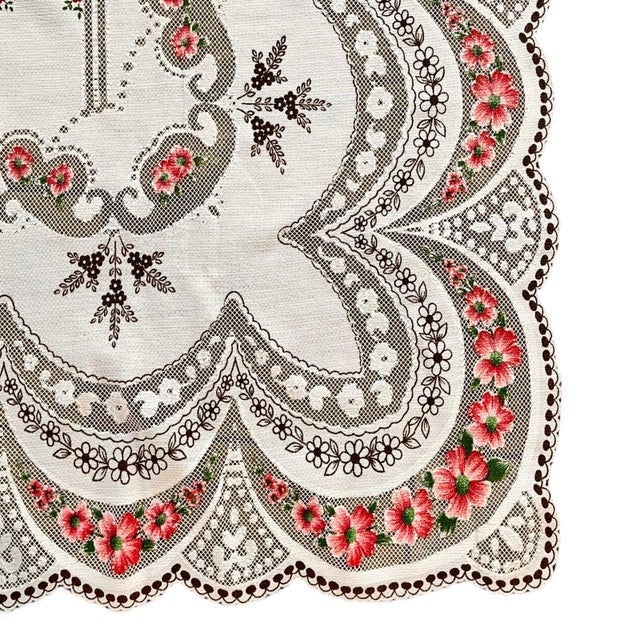 83" X 55" Vintage Tablecloth 5 Piece Napkins Floral Early 20th Century Farmhouse Traditional Edwardian Victorian Shabby Chic For Sale - Image 16 of 17