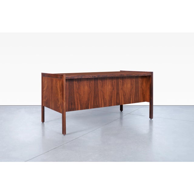 Burnt Umber 1960s Danish Modern Executive Rosewood Desk For Sale - Image 8 of 12