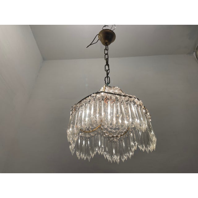 Small Crystal and Brass Pendant, 1960s For Sale - Image 8 of 9