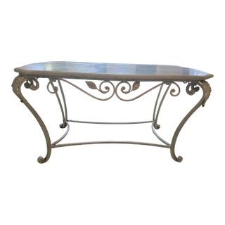 Vintage Hand Forged French Provincial Marble Top Coffee Table For Sale