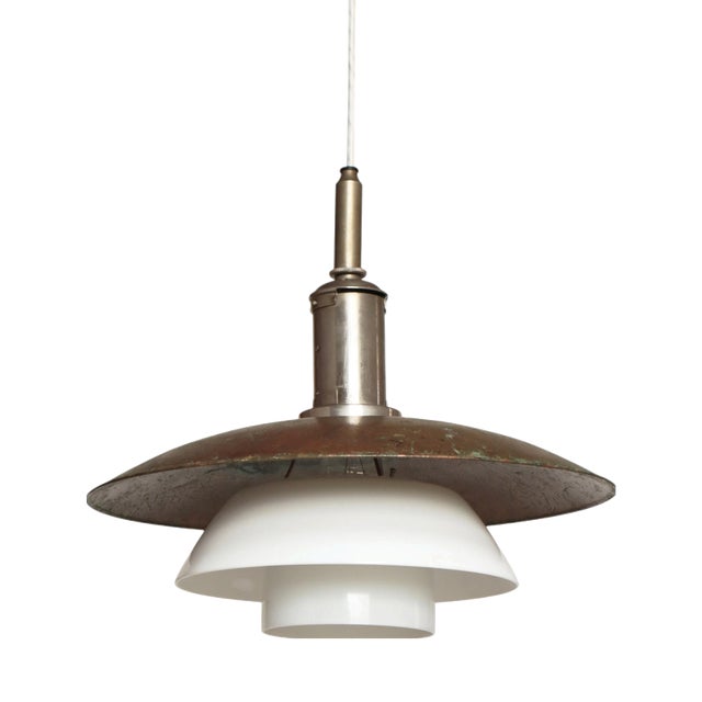 Scandinavian Modern 4/4 Pendant Light in Copper and Glass by Poul Henningsen for Louis Poulsen, 1930s For Sale