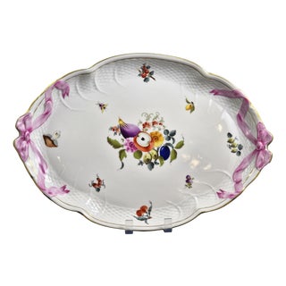 Antique Fruit Bouquet Porcelain Ribbon Tray from Herend, 1920s For Sale