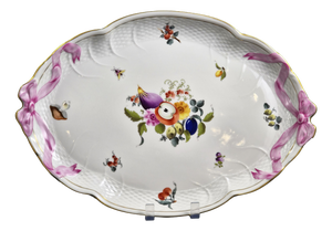 Antique Fruit Bouquet Porcelain Ribbon Tray from Herend, 1920s