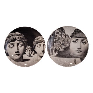 20th Century Porcelain Tema e Variazioni 223 and 205 Plates from Piero Fornasetti, Italy, 1950s, Set of 2 For Sale
