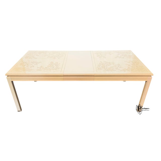 Vintage Bernhardt Shibui Collection Chinoiserie Style Ivory Extension Dining Table For Sale - Image 12 of 12