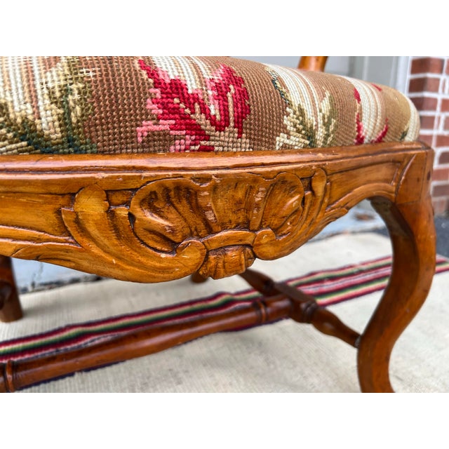 Brown Antique Country French Provincial Carved Armchair, 18th Century For Sale - Image 8 of 12