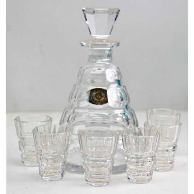 Crystal Decanter by Charles Graffart for Val Saint Lambert, 1950s, Set of 7 For Sale - Image 6 of 14