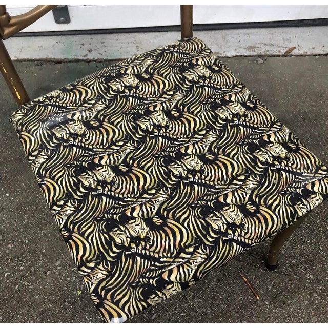 1970s Pair of Italian Gilded Gold Chairs With Zebra Print Cushions For Sale - Image 4 of 11