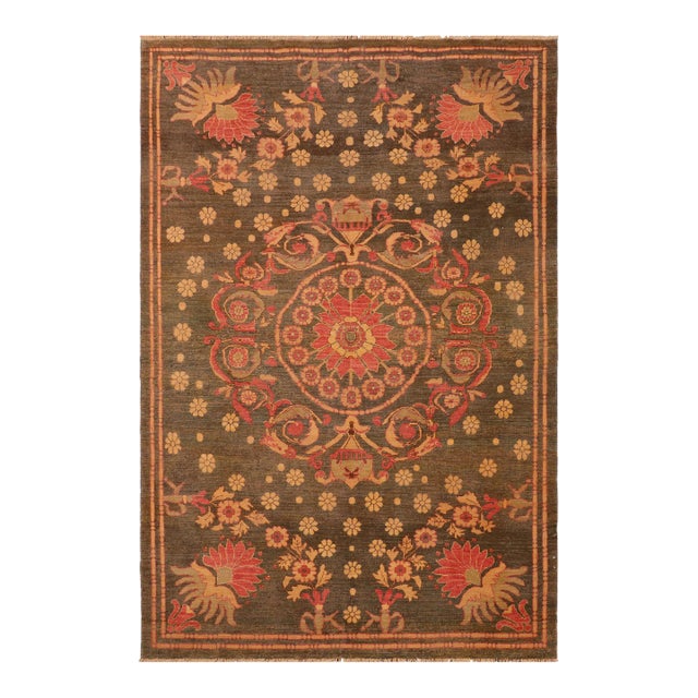 1970s 1970s Vintage Tribal Low Pile Green/Green Wool Rug - 6'3" X 8'3" For Sale